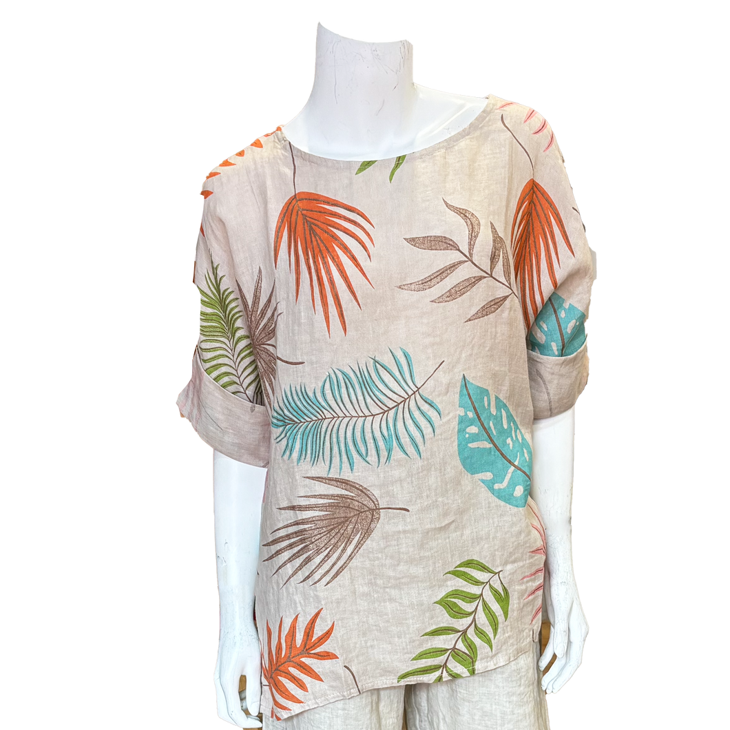 Corrine Leaf Top, Beige