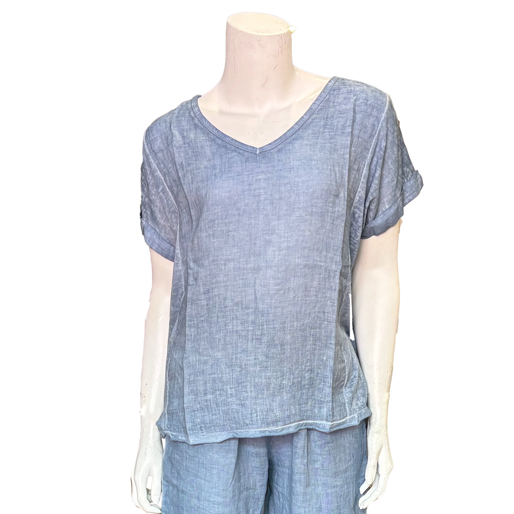 Ellie V-Neck Tee, Denim