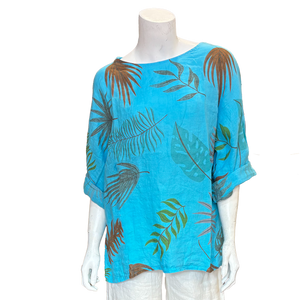 Corrine Leaf Top, Turquoise