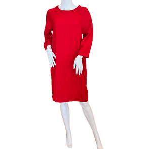 Tamara Raglan Sleeve Dress with pockets: Red
