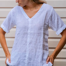 Load image into Gallery viewer, V Neck White  Linen Tunic