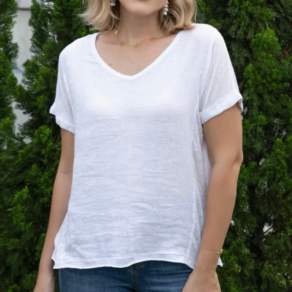 Ellie V-Neck Tee, White