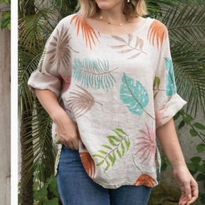 Corrine Leaf Top, Beige
