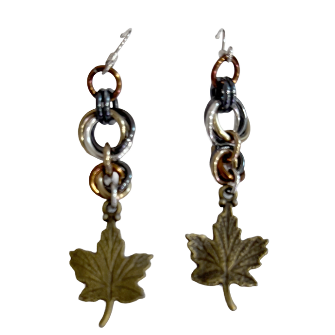 Maple Leaf Earring Bronze