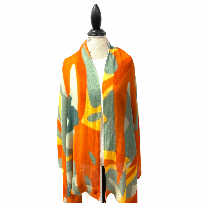 Rangoli Mustard Wool Silk Scarf