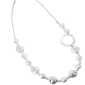 SB Beaten Disc Necklace In Silver Plate