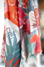 Load image into Gallery viewer, Amarantha Wool Silk Scarf/Wrap Teal Orange