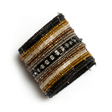 Load image into Gallery viewer, Striped Beaded Cuff: Red