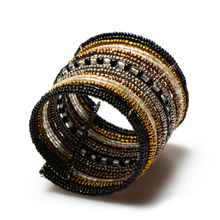 Load image into Gallery viewer, Striped Beaded Cuff: Red