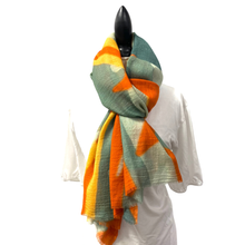 Load image into Gallery viewer, Rangoli Mustard Wool Silk Scarf