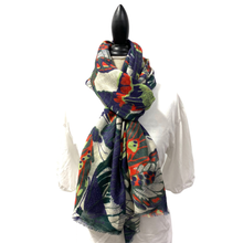 Load image into Gallery viewer, Floral Wool-Silk Blend Butterfly Scarf