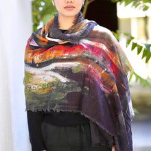 Load image into Gallery viewer, Paola Abstract Wool Scarf/Wrap: Ocean Green