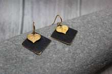 Load image into Gallery viewer, Black and Brass Diamond Earrings – Bold Contrast