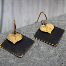 Load image into Gallery viewer, Black and Brass Diamond Earrings – Bold Contrast