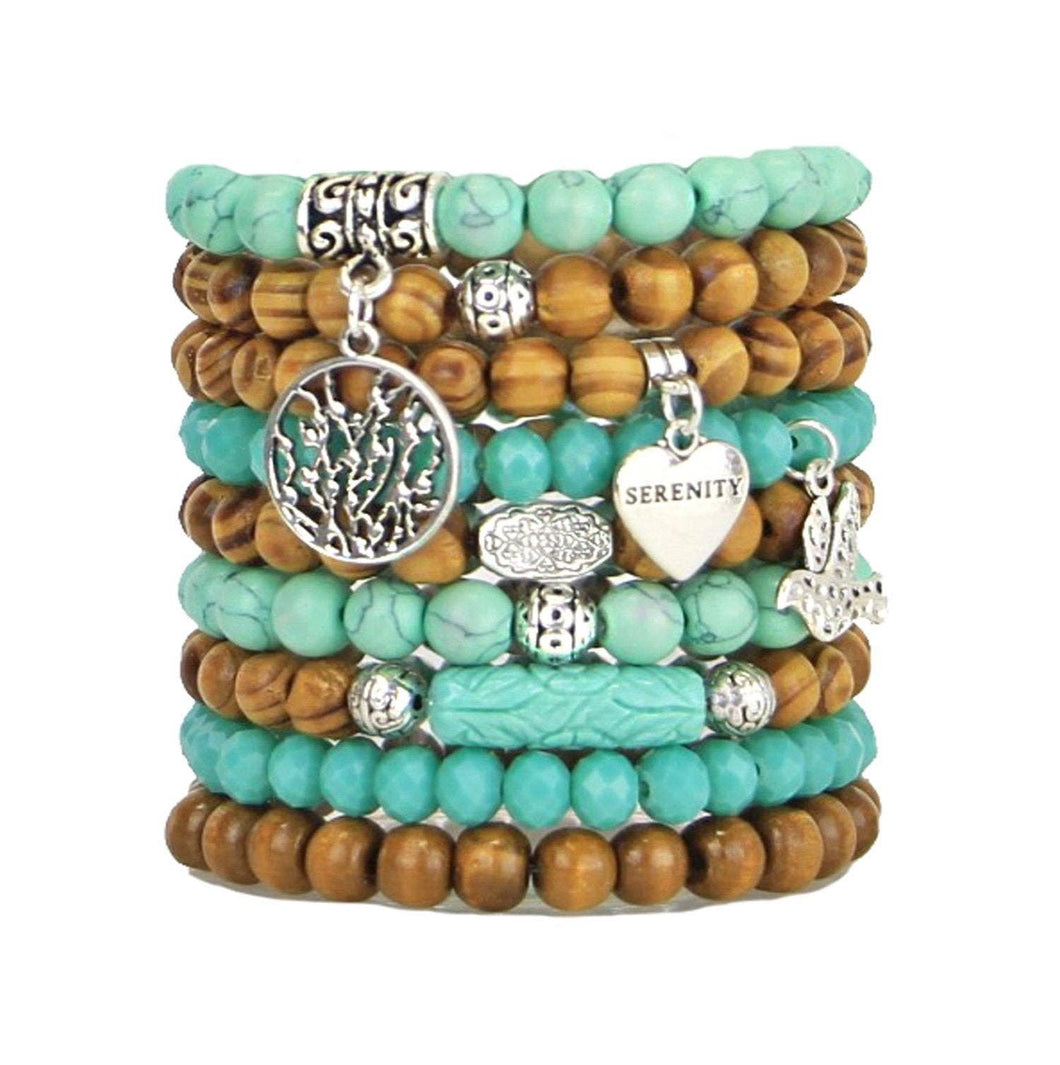 BB-Serenity Handmade Set of  Beaded Stretch Stacking Bracelets