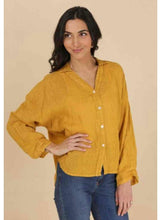 Load image into Gallery viewer, Nina Button Front, Hi-Low Shirt, Mustard