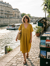 Load image into Gallery viewer, Cordelia mid-weight Linen Dress: MUSTARD
