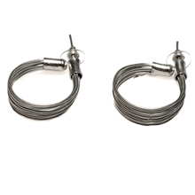 Load image into Gallery viewer, Wire Loop Metal Earrings - Silver Colour