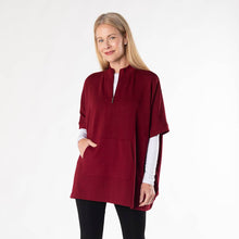 Load image into Gallery viewer, Loretta Half-Zip Bamboo Poncho - Cranberry