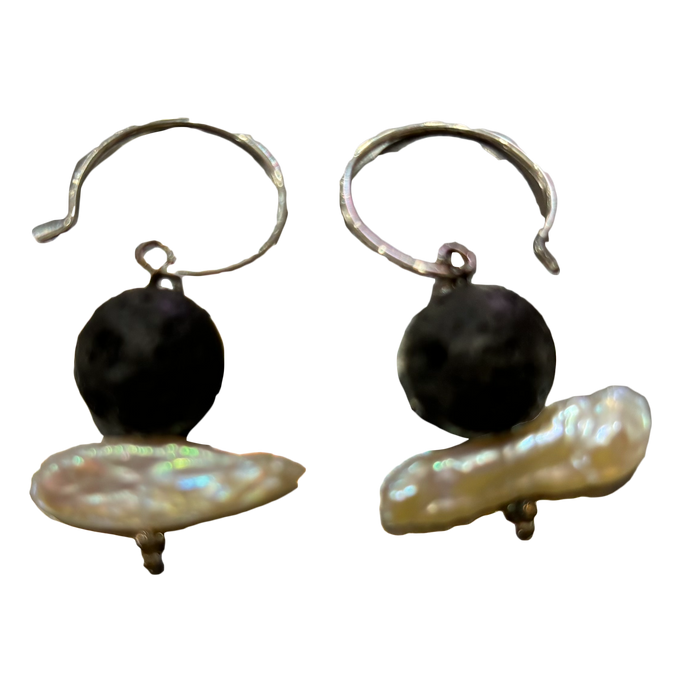 KG Sterling Earring/lava/ pearl