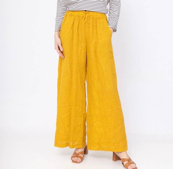 100% LINEN PANTS,  MUSTARD