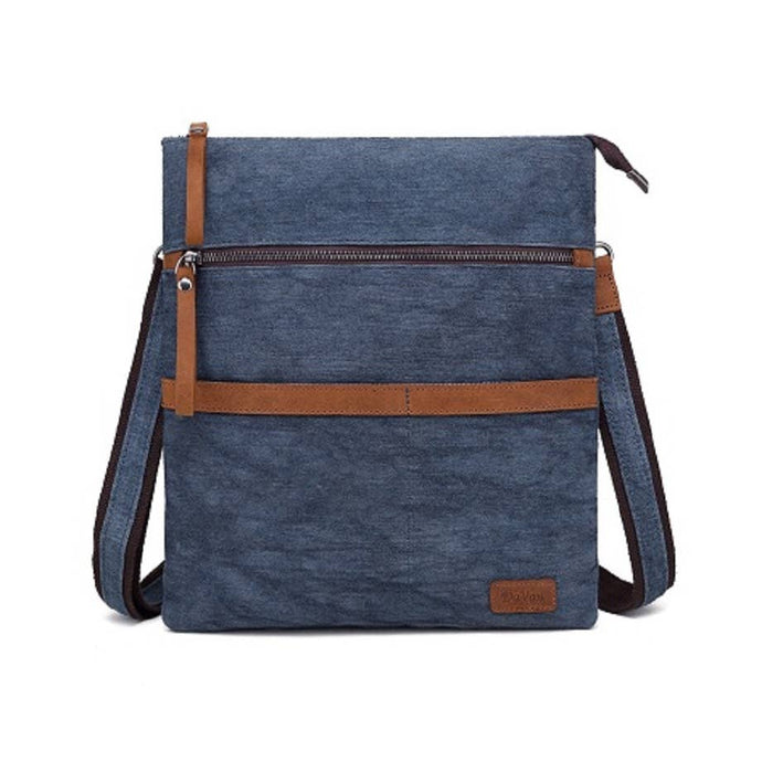 Small Cotton Linen Shoulder Bag, Blue