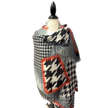 Load image into Gallery viewer, Houndstooth Wool-Silk Scarf Shawl