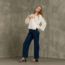 Load image into Gallery viewer, Thea Long Sleeve Linen Wrap Top