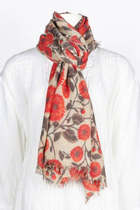 Benaras Wool Scarf/Wrap Orange: Grey Orange