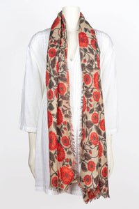 Benaras Wool Scarf/Wrap Orange: Grey Orange