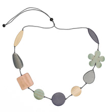 Load image into Gallery viewer, Tinted Wood Mix Shape &amp; Flower Necklace: Bright Multi