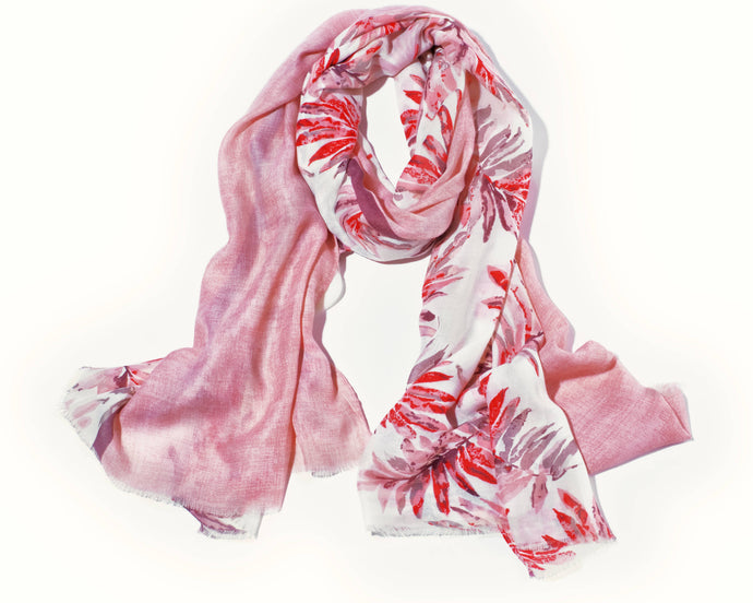 PRINTED SCARF: Pink & Red