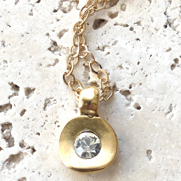 Hand Cast Swarovski Necklace: Gold / 19”