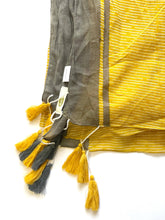 Load image into Gallery viewer, Del Sol Tassel Cotton Scarf Mustard Grey: Mustard Grey