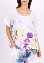 Load image into Gallery viewer, Collins Linen Top with Flowers, White