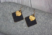 Load image into Gallery viewer, Black and Brass Diamond Earrings – Bold Contrast