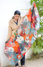 Load image into Gallery viewer, Amarantha Wool Silk Scarf/Wrap Teal Orange