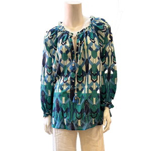 Emory Peasant Top Blue & Green