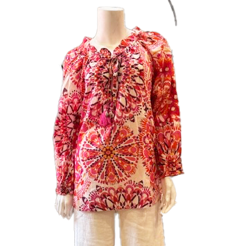 Emory Peasant Top Pink & Orange