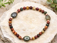 Load image into Gallery viewer, Red Creek Jasper Bracelet with Warm Copper Accents