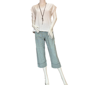 Alfie Frayed Cuff Pant: Blue