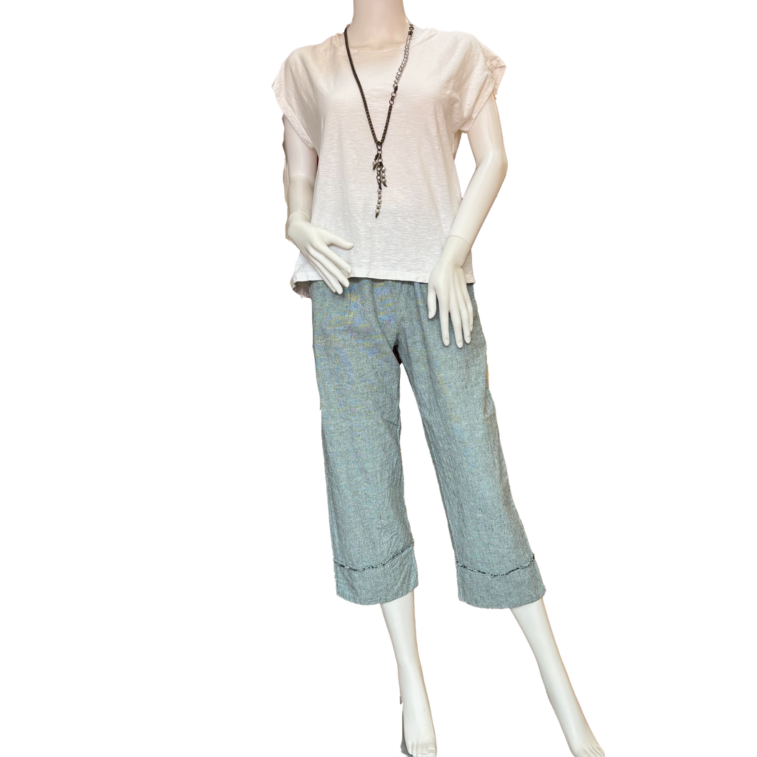 Alfie Frayed Cuff Pant: Blue