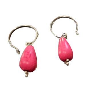 Sterling Earring, Pink Ceramic