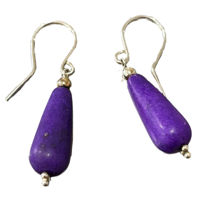 Sterling Earring, Purple Ceramic