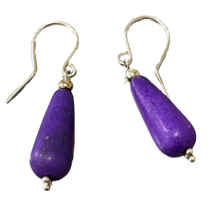 Sterling Earring, Purple Ceramic