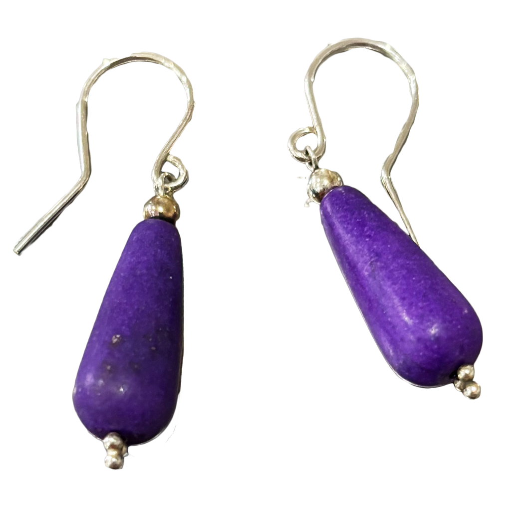 Sterling Earring, Purple Ceramic