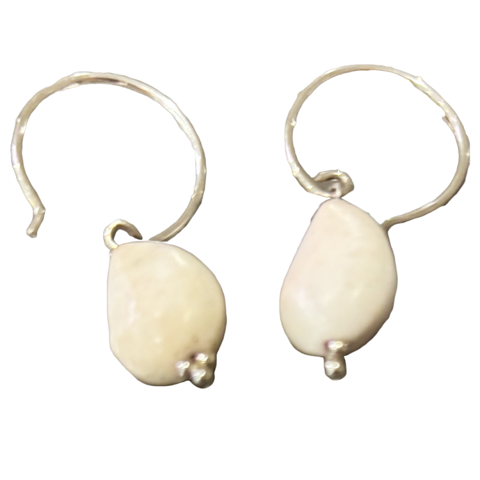 Sterling Earring,  White Ceramic