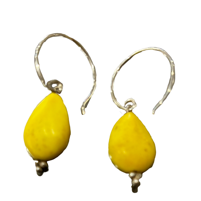 Sterling Earring, Yellow Ceramic