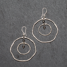 Load image into Gallery viewer, SB Beaten Double Ring Earrings In Silver Plate - SP408