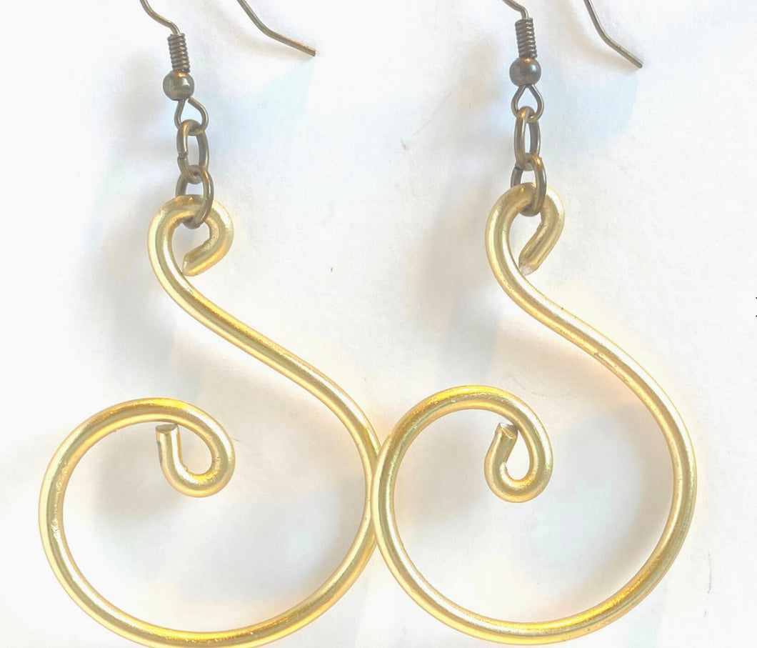 WN SC115G Hand Made Aluminium small wire earring ;gold